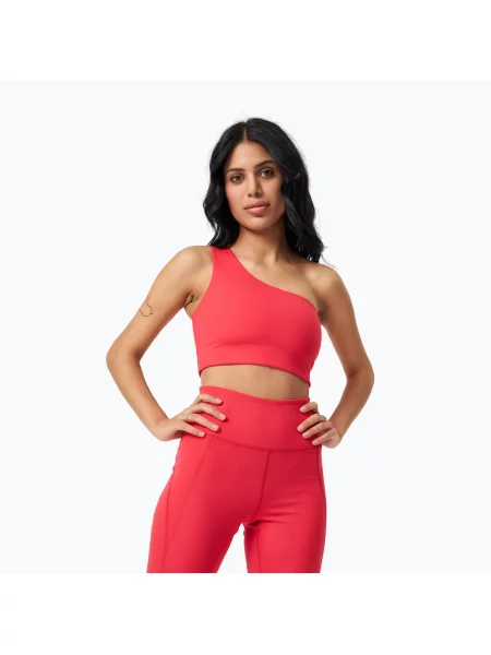 Fitness podprsenka Girlfriend Collective Bianca One Shoulder cherry růžová