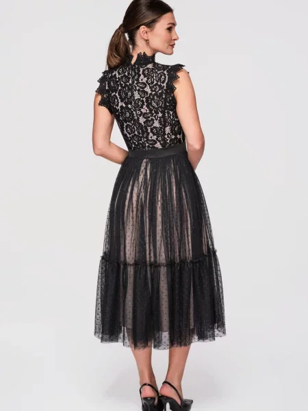 Rochie midi Edoti din dantelă negru