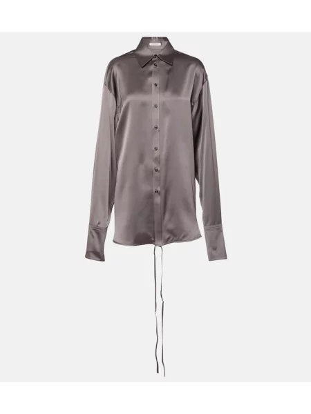 Satenska bluza Peter Do na preklop siva