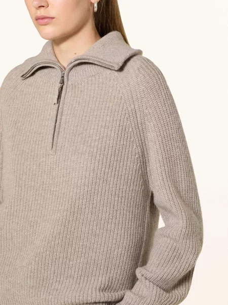 Darling Harbour Sweter Typu Troyer Z Dodatkiem Kaszmiru beige beżowy