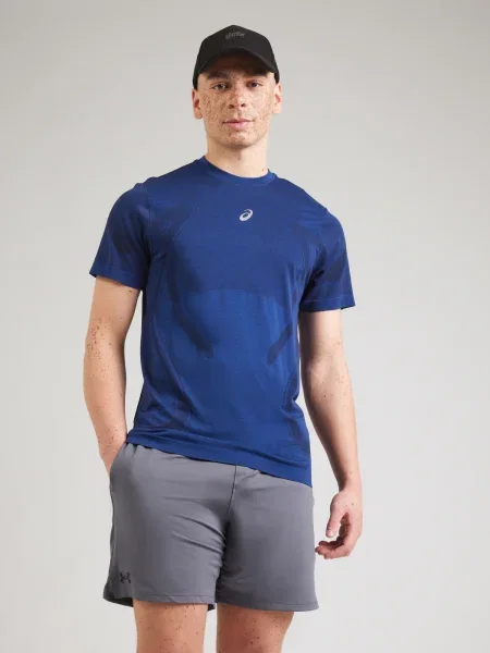 Pánske bežecké tričko ASICS Road Seamless illusion blue/glow yellow modrá