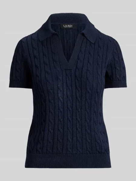 Koszulka polo o kroju regular fit z tkanego materiału – mieszanka bawełny Lauren Ralph Lauren niebieska