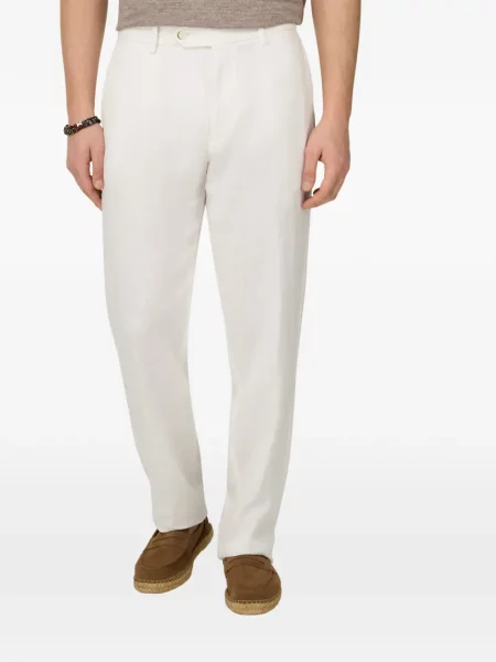 Lněné kalhoty Boggi Milano bílé