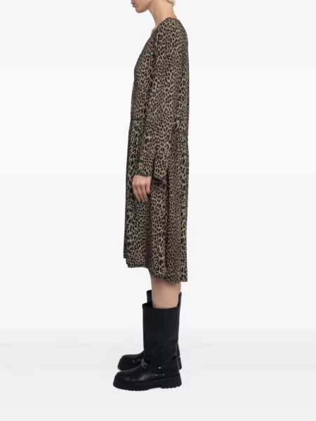 Raštuota mini suknelė Zadig&voltaire leopardinė v formos iškirpte ruda