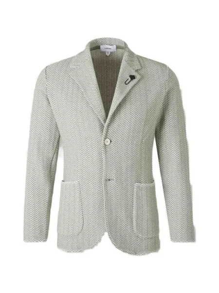 Sacou Lardini cu model herringbone cu un singur rând de nasturi verde