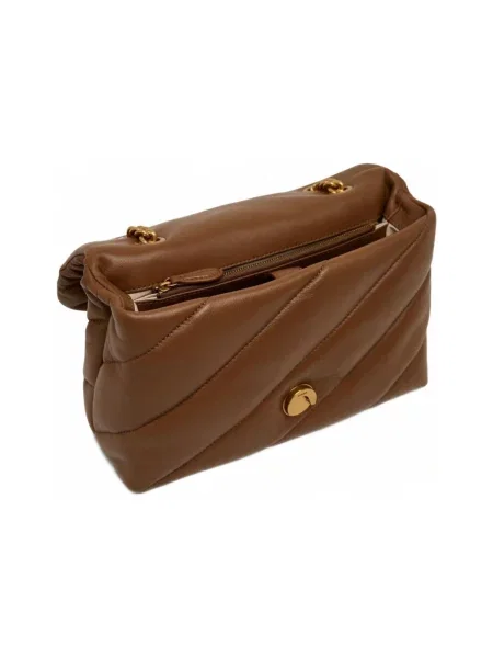 Klasická crossbody kabelka Pinko s prackou z ekologickej kože hnedá