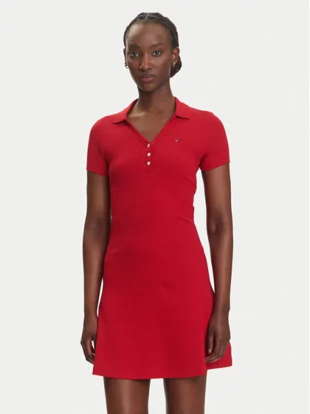 Tommy Jeans sukienka mini dopasowana czerwony