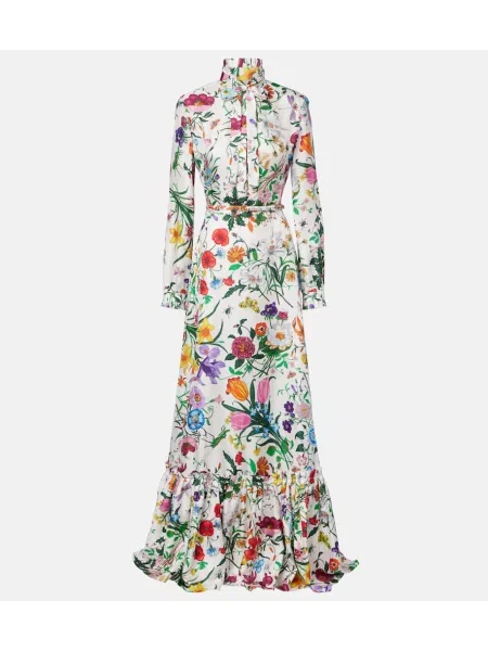 Jedwabna sukienka Gucci w kwiatki