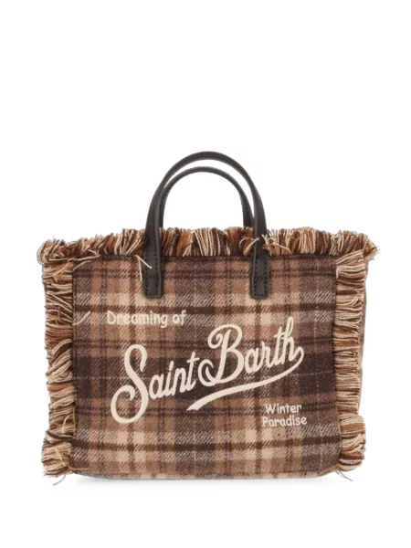 Geantă shopper Mc2 Saint Barth în carouri maro