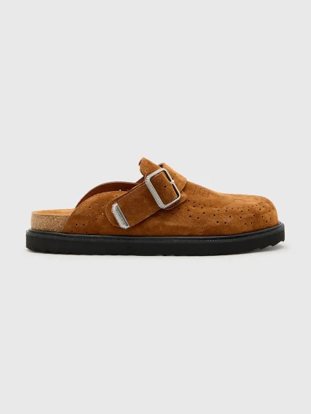 Велурени чехли AllSaints Randal Mule мъжки кафяво