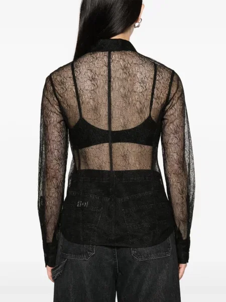 Cămașă Helmut Lang transparente plasă negru
