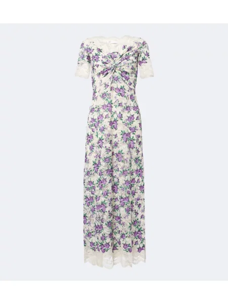Rochie maxi Rabanne cu model floral din dantelă