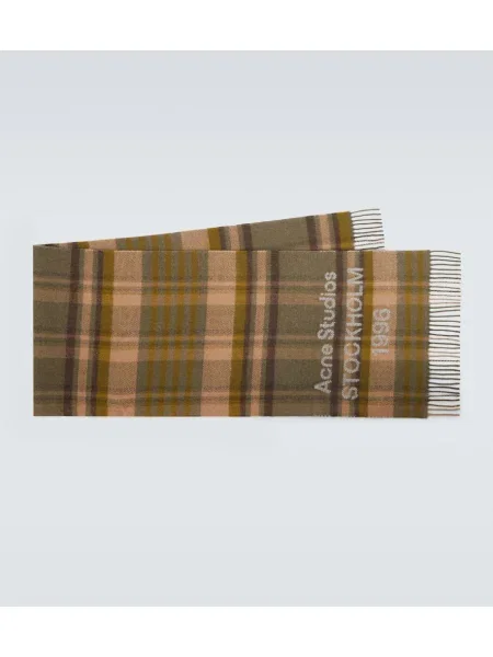 Fular Acne Studios de lână în carouri verde