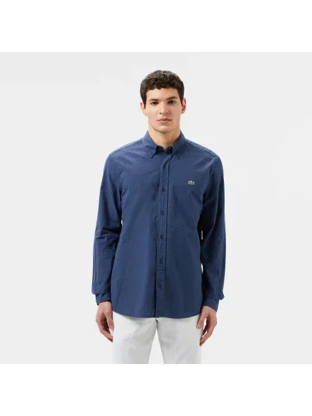 Lacoste Koszula Button-Down Slim Fit granatowa