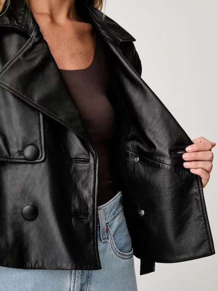 Armani Exchange rövid dzseki női bőr fekete