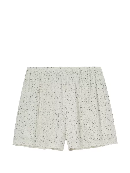 Pantaloni scurți Tout A Coup cu broderie cu model floral alb