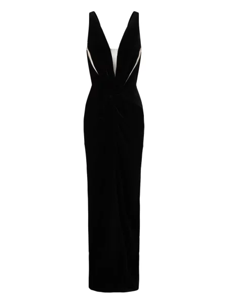 Rochie maxi Oude Waag cu decolteu în V negru
