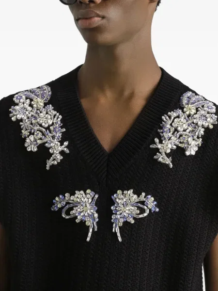 Плетен елек Dolce & Gabbana черно