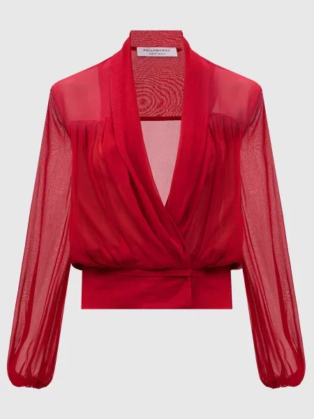 Блуза з шовком Philosophy Di Lorenzo Serafini червона