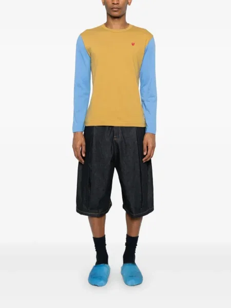Tricou Comme Des Garcons Play cu motiv cu inimi galben