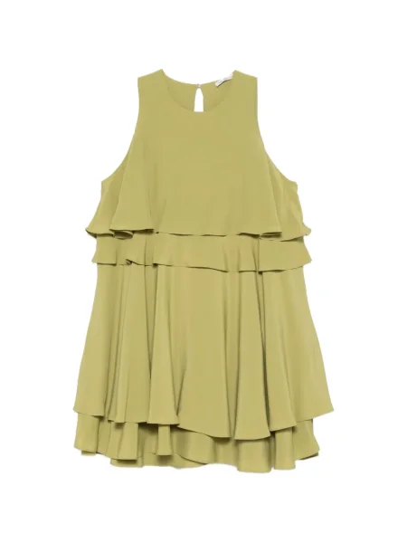 Rochie mini Ami Paris cu volane de costum mini verde