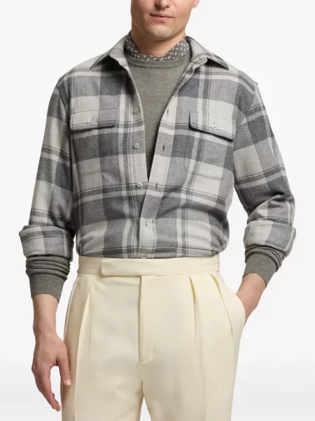 Kostkovaná košile Ralph Lauren Purple Label šedá