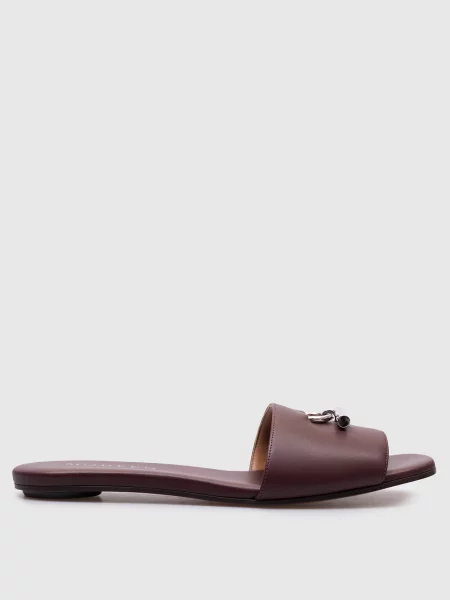 Шкіряні шльопанці T-bar Alexander Mcqueen бордові
