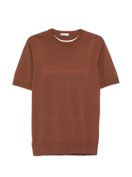 Tricou Paolo Pecora cu decolteu rotund maro