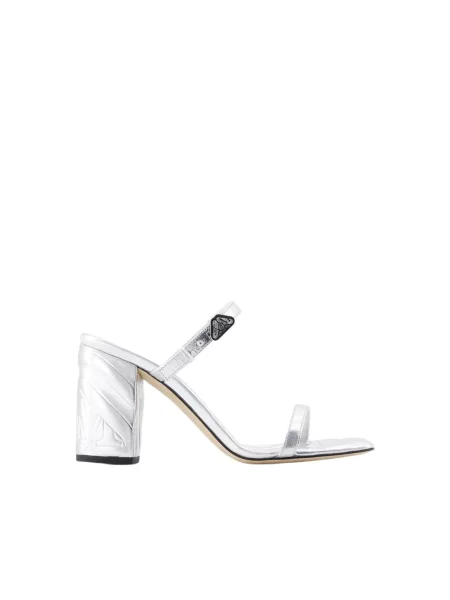 Klapki mules Alexander Mcqueen skórzane szare