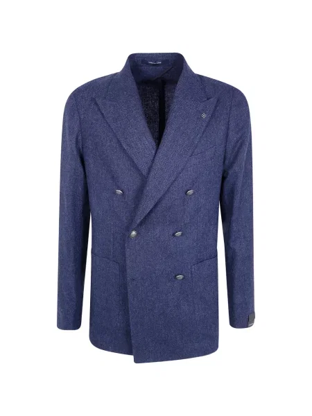 Sacou Tagliatore cu model herringbone cu două rânduri de nasturi albastru