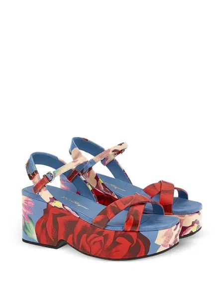 Sandale Ferragamo s cvjetnim printom s printom plava