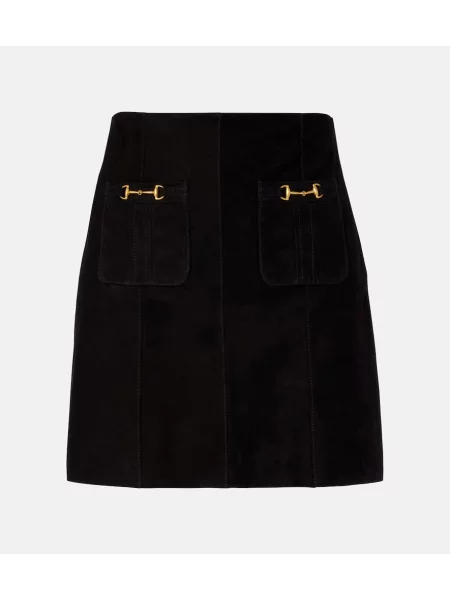 Fustă Rixo din piele de căprioară negru