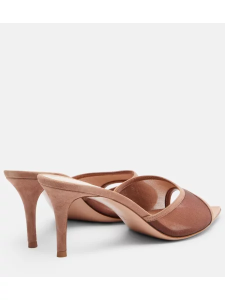 Papuci tip mules Gianvito Rossi din piele de căprioară maro
