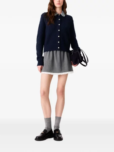 Gulerat cardigan Maje din poplin albastru