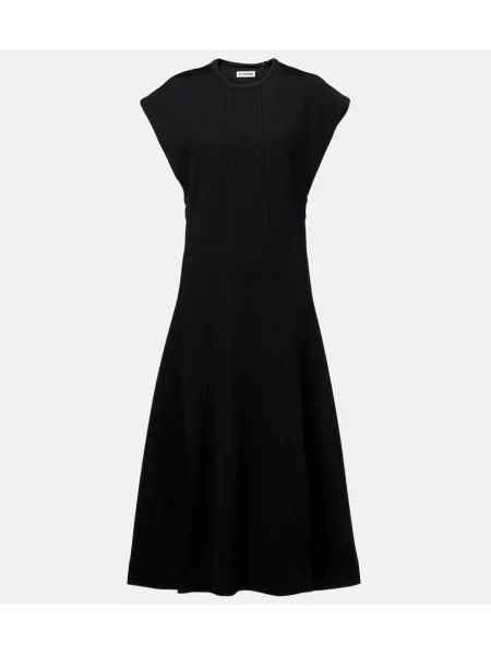 Rochie midi Jil Sander tricotate până la genunchi de costum negru