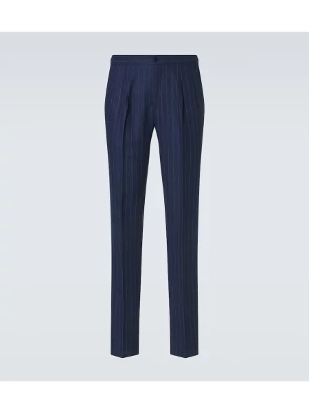 Dungat subțire pantaloni Rubinacci de lână albastru