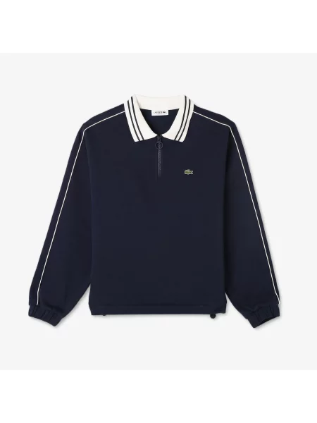 Lacoste Bluza Z Kołnierzykiem Polo Loose Fit granatowa
