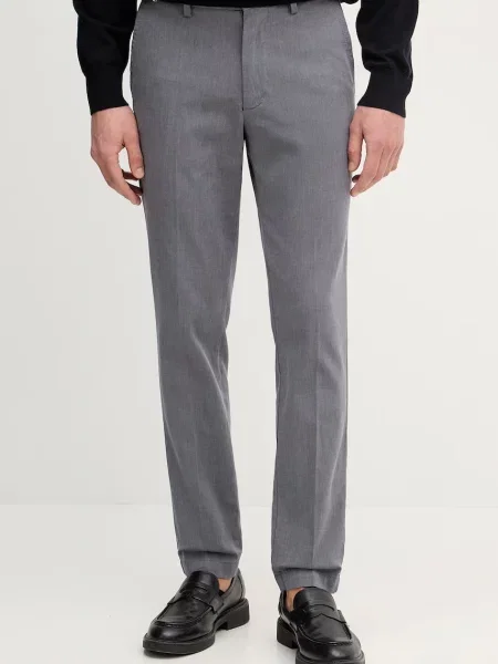 BOSS slim fit kalhoty s bavlnou šedé