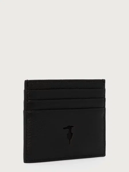 Trussardi etui za kartice usnjeni črna