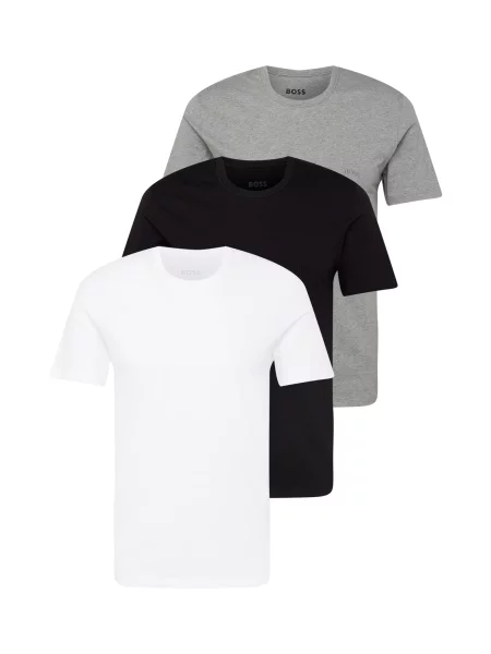 BOSS Orange Tricou / alb / gri amestecat negru