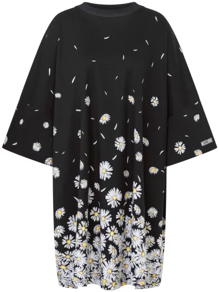 Rochie mini Moschino cu model floral cu imagine de costum negru