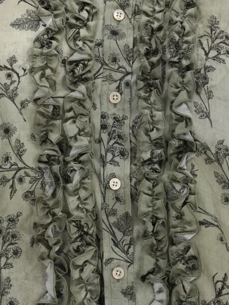 Cămașă R13 cu model floral cu imagine verde