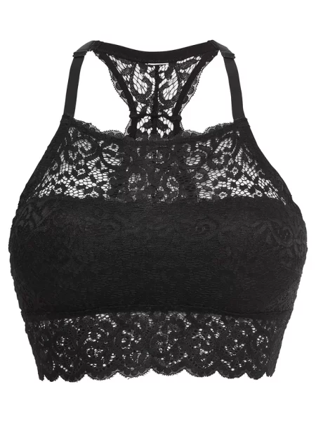 Biustonosz bustier z rozciągliwej koronki czarny