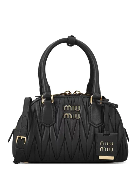 Geantă shopper Miu Miu din piele negru