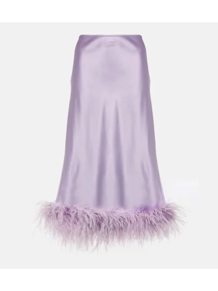 Fustă midi Miu Miu din satin până la genunchi violet