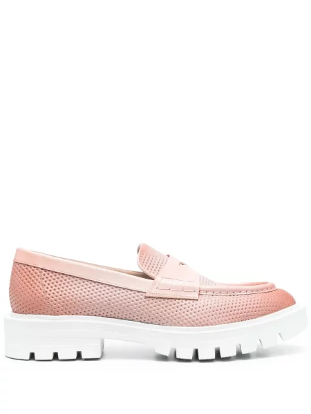 Pantofi loafer Santoni din piele roz