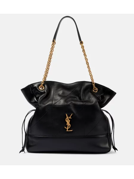 Usnjena shopper torbica Saint Laurent črna