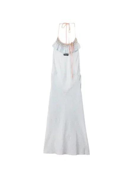 Rochie Miu Miu cu broderie din crep albastru