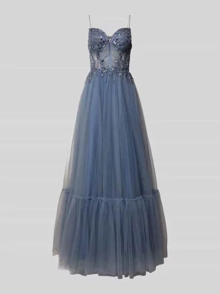 Sukienka wieczorowa z obszyciem ozdobnymi kamieniami i cekinami Luxuar Fashion