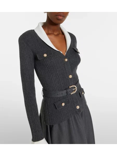 Cu centură rochie midi Self-portrait gri